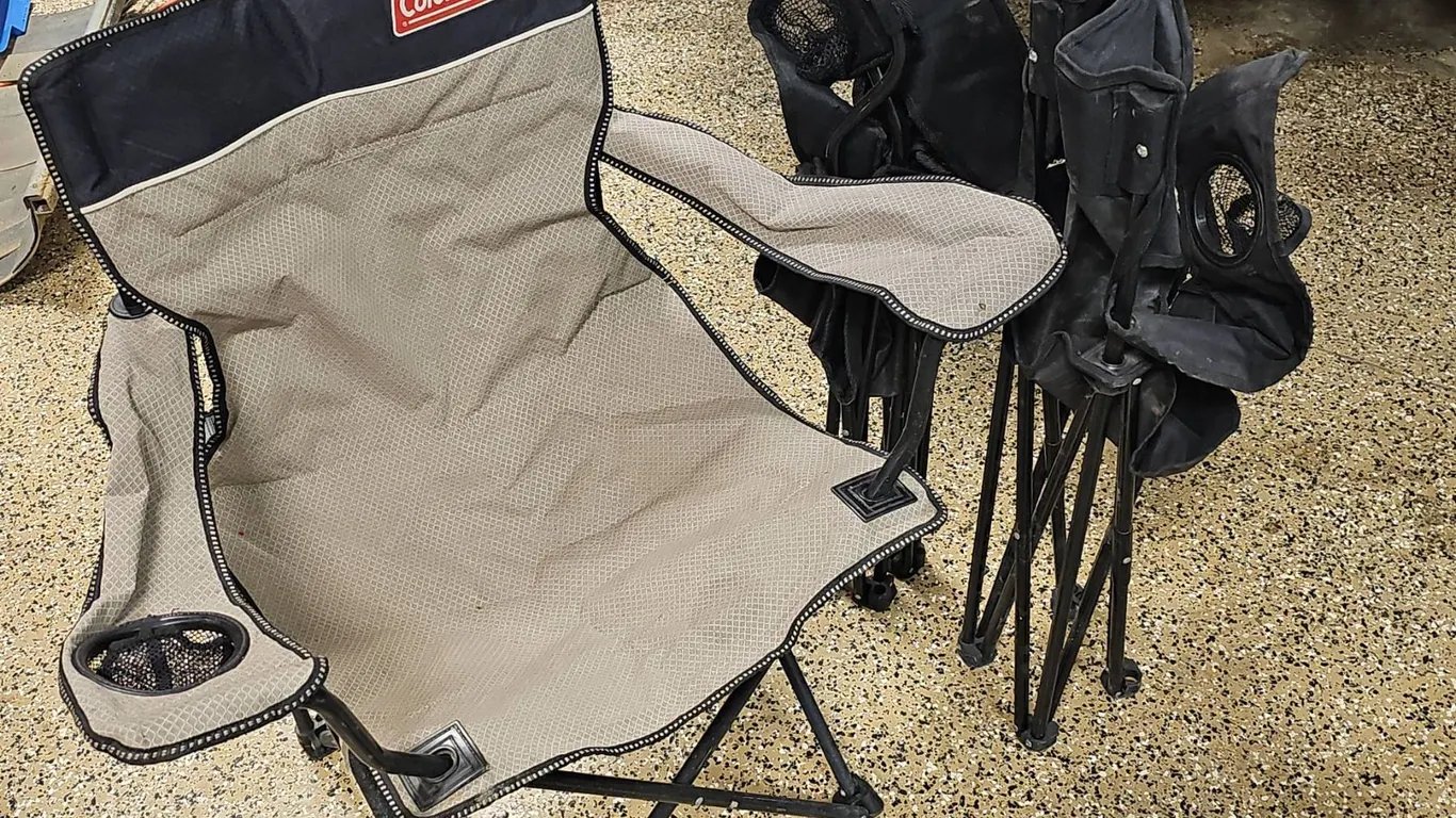 Coleman Folding Camp Chair With 2 Additional Folding Chairs, Cup Holders Included