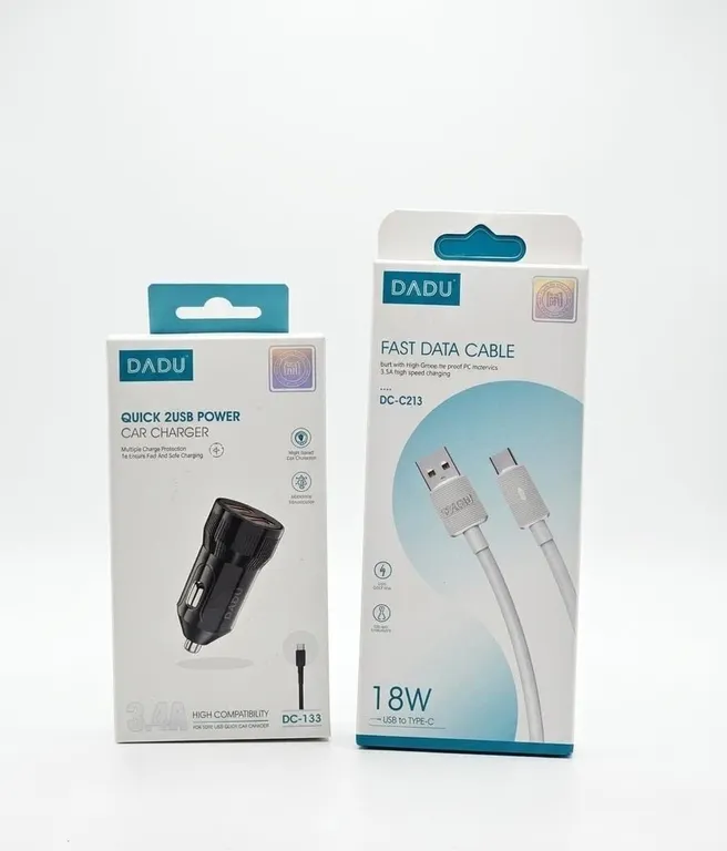DADU Quick 2USB Car Charger DC-133 and Fast Data Cable DC-C213, 18W