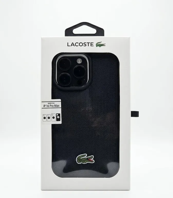 Lacoste iPhone 16 Pro Max Black Case with Crocodile Logo in Original Packaging