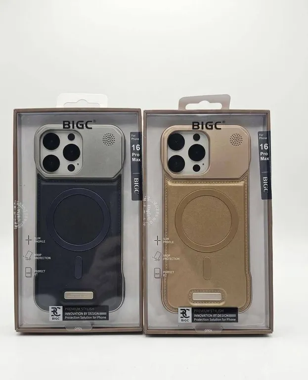 Bigc Best Quality iPhone 16 Pro Max Matte and Soft TPU/PC Cases, Set of 2, Gold and Black