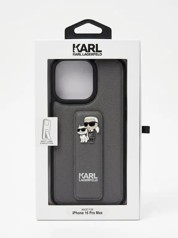 Karl Lagerfeld iPhone 16 Pro Max Case with 3D Karl and Cat Design