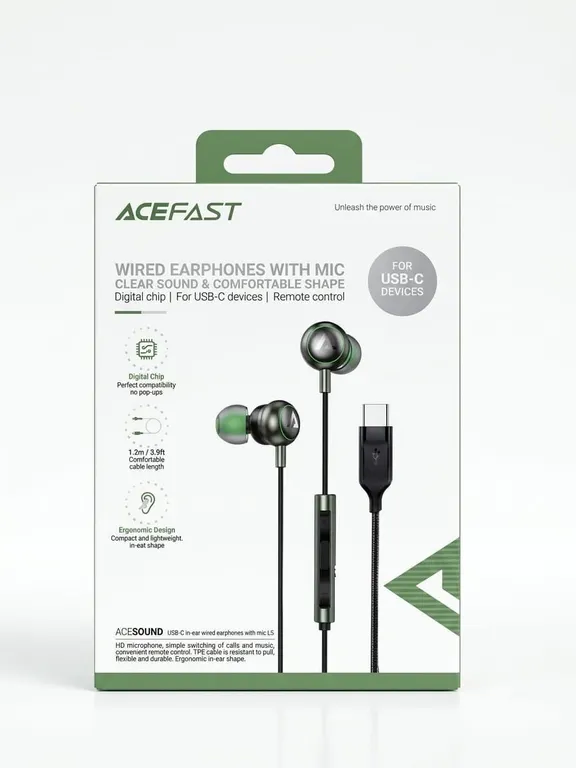 Best Brand, ACEFAST Wired USB-C Earphones With Mic, Best Brand, Remote Control, Model L5