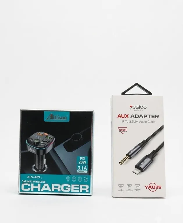 Alison Car MPS Wireless Charger and Yesido IP to 3.5mm AUX Audio Adapter Cable