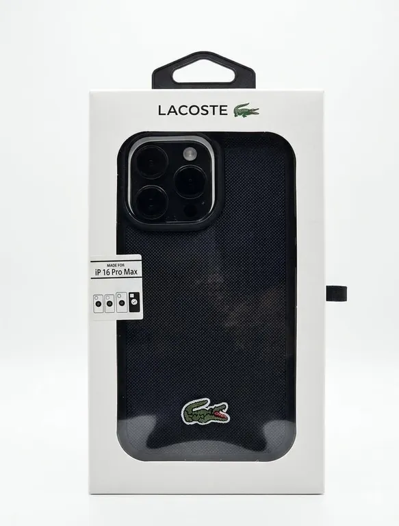 Lacoste Protective Phone Case for iPhone 16 Pro Max Black with Logo