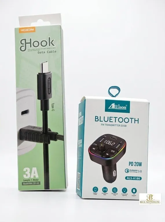 Hoxxon gHook Data Cable 3A (USB-C) and Allison Bluetooth FM Transmitter ALS-A186