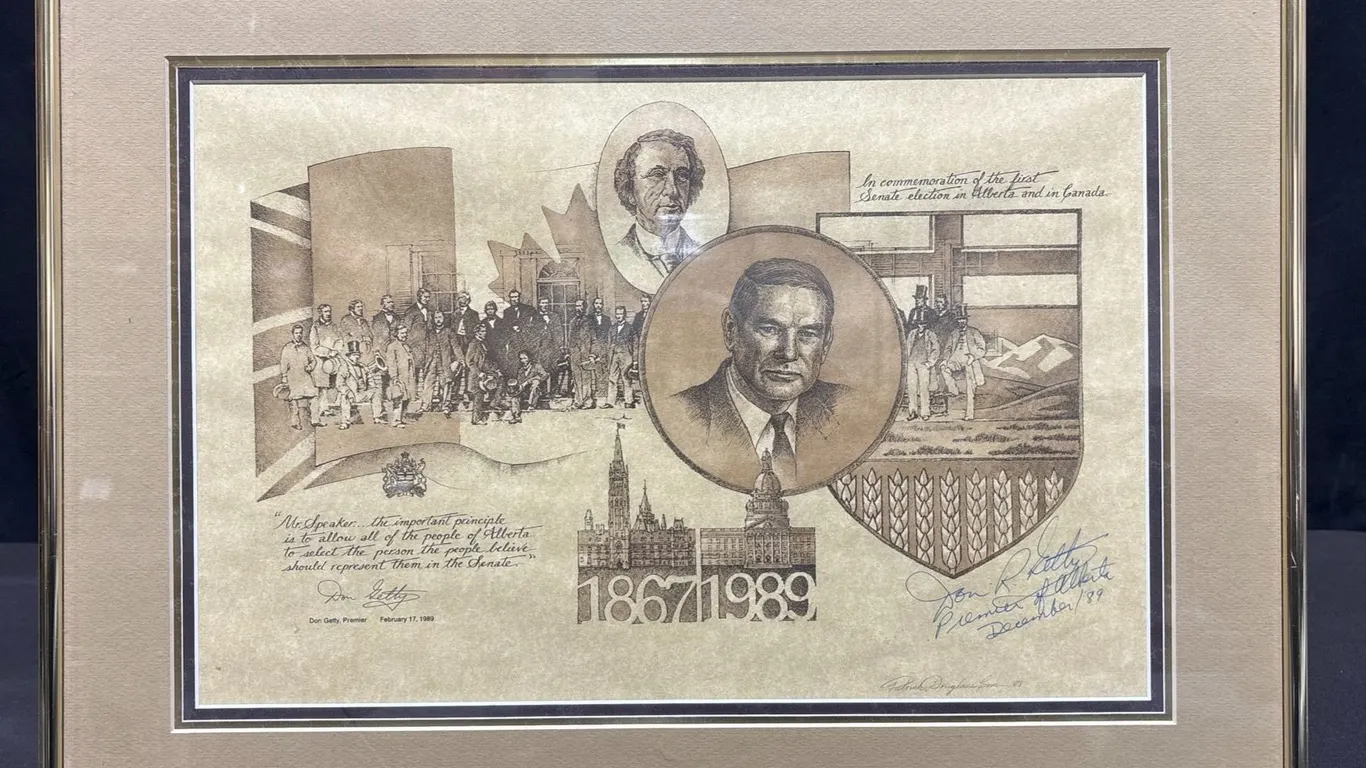 Limited Edition 1989 Alberta Senate Election Framed Print Signed by Premier Don Getty