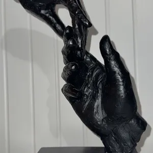 Hands Touching Tabletop Sculpture Black Painted Finish