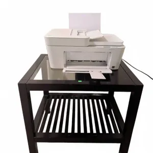 HP DeskJet 4132e All-In-One Printer and Wood Glass-Top Side Table