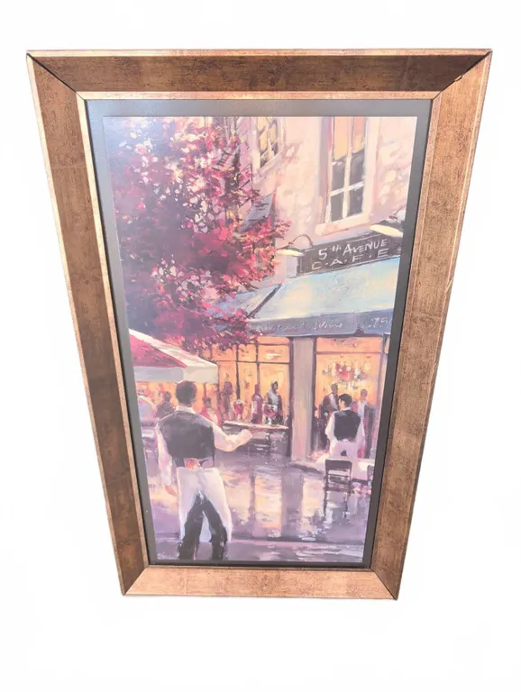 Framed Canvas Print "5th Avenue Café" Street Scene