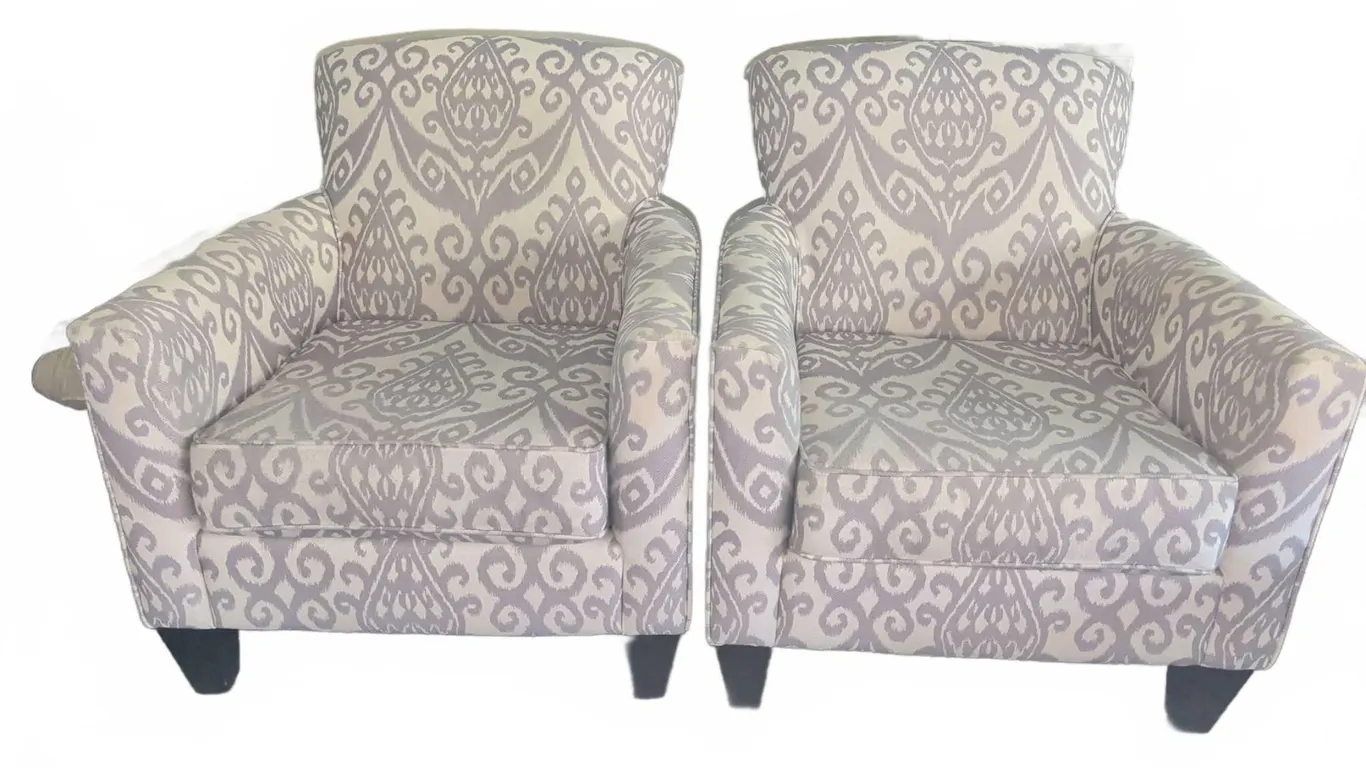 Urban Barn Armchairs with Patterned Upholstery