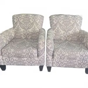 Urban Barn Armchairs with Patterned Upholstery, 32"W x 33"D x 36"H