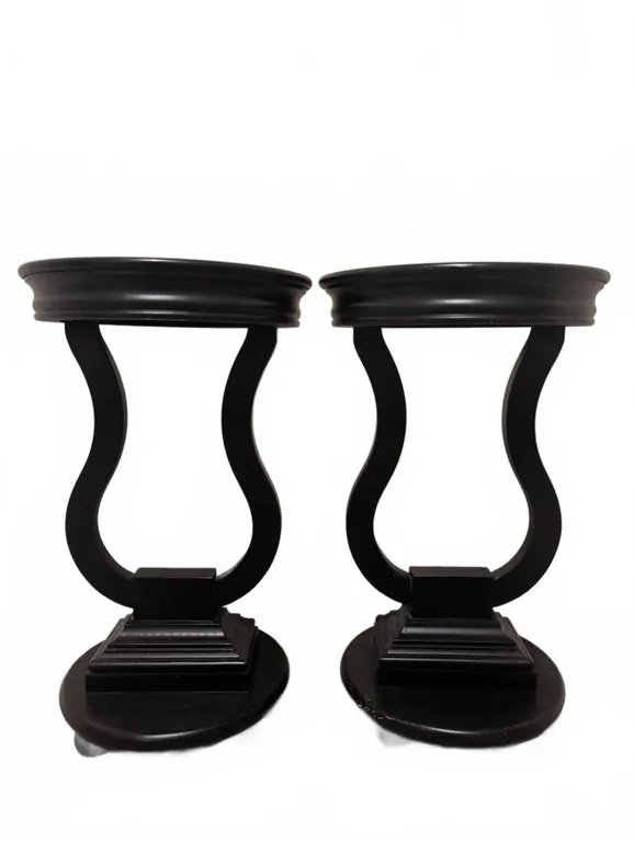 Black Wood Side Tables with Curved Open Bases