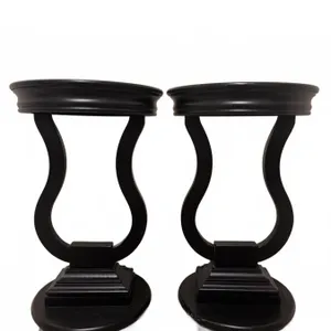 Black Wood Side Tables with Curved Open Bases, 28 Inch Height, 16 Inch Top