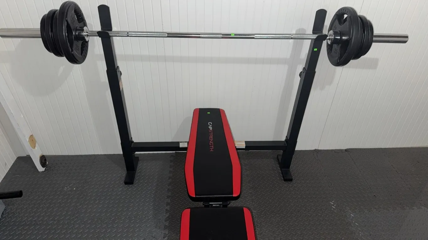 CAP Strength Weight Bench with Leg Press, Weights, Barbell and Stand