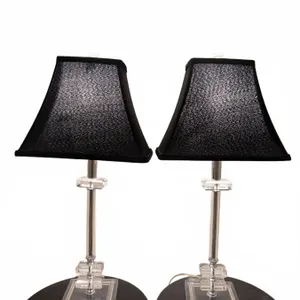 Table Lamps with Clear Acrylic Bases and Black Fabric Shades