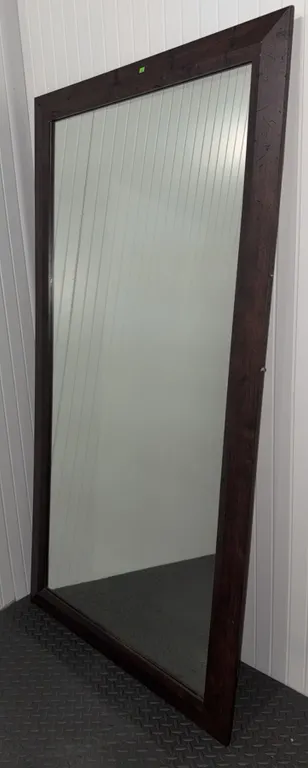 Large Dark Wood Rectangular Wall Mirror