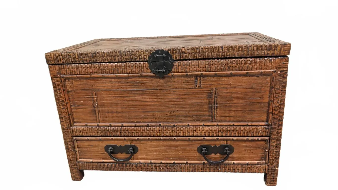 Wicker and Wood Storage Chest