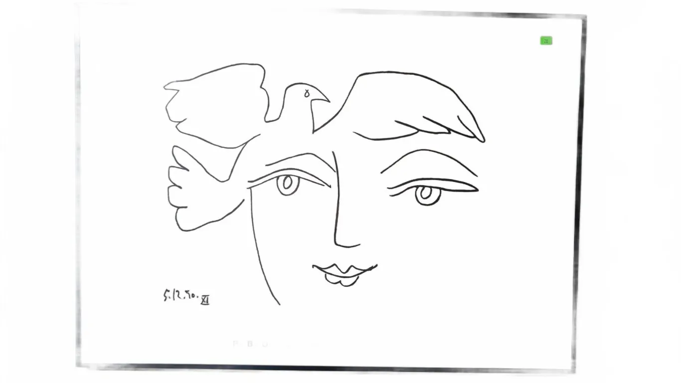 Framed Pablo Picasso "Face And Dove" Print
