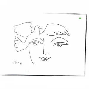 Framed Pablo Picasso "Face And Dove" Print, 28.5" x 20.5"