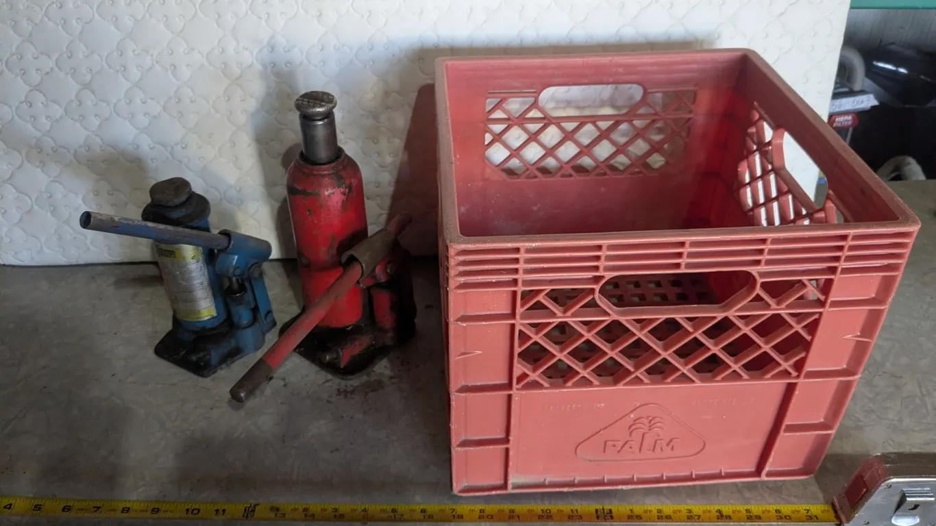 (2) Bottle Jacks, Milk Crate