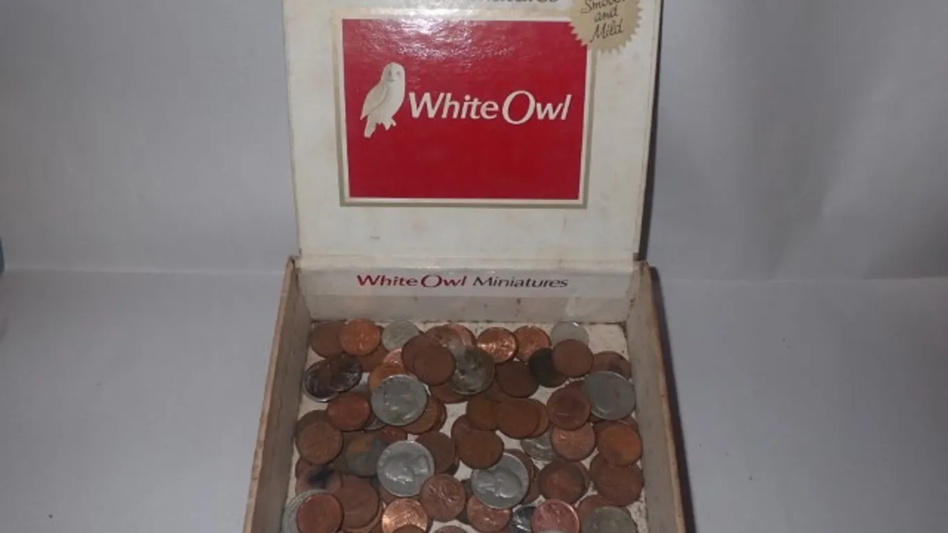 Old Cigar Box with Coins