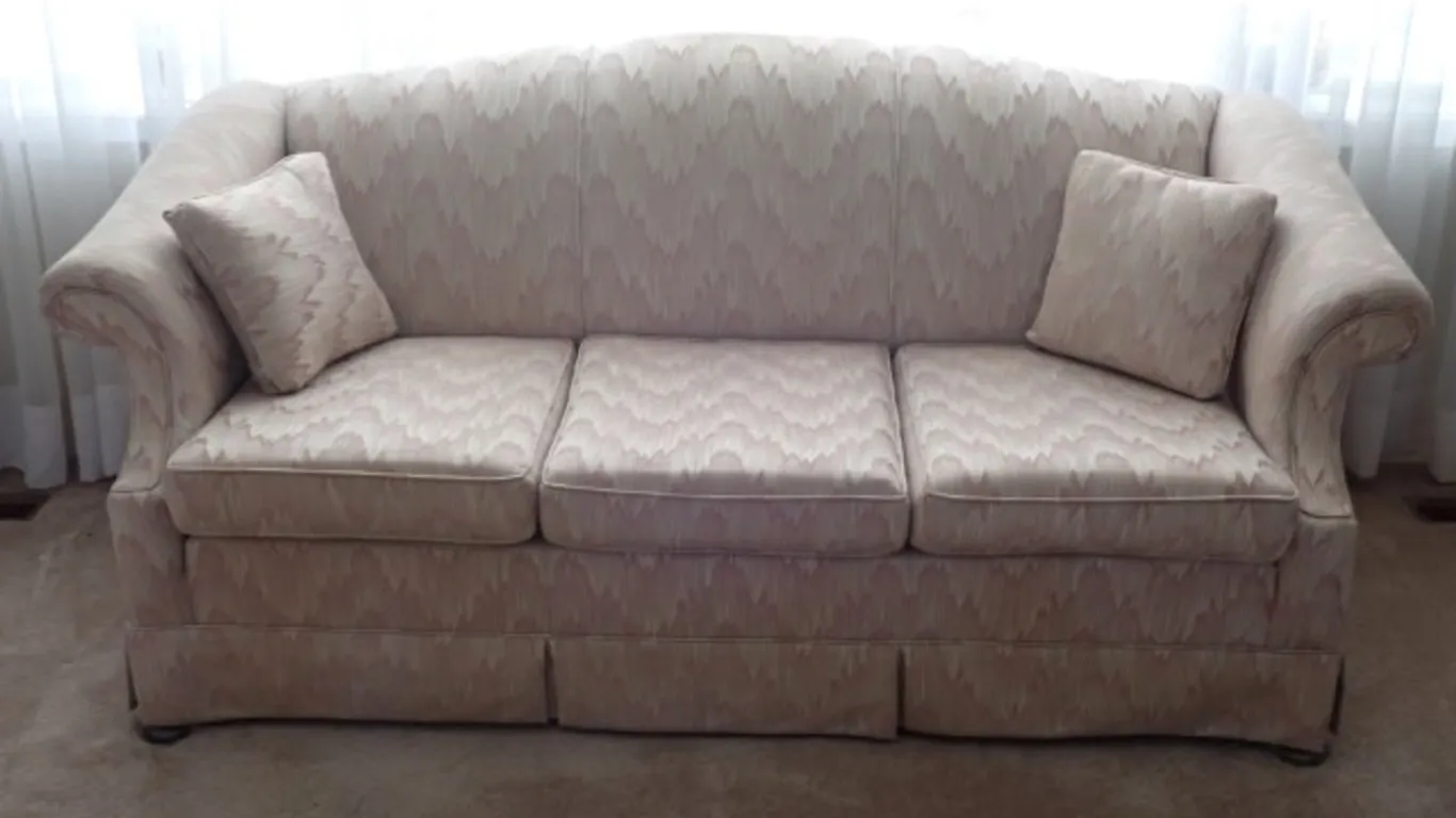 Pink Patterned Three-Seat Sofa