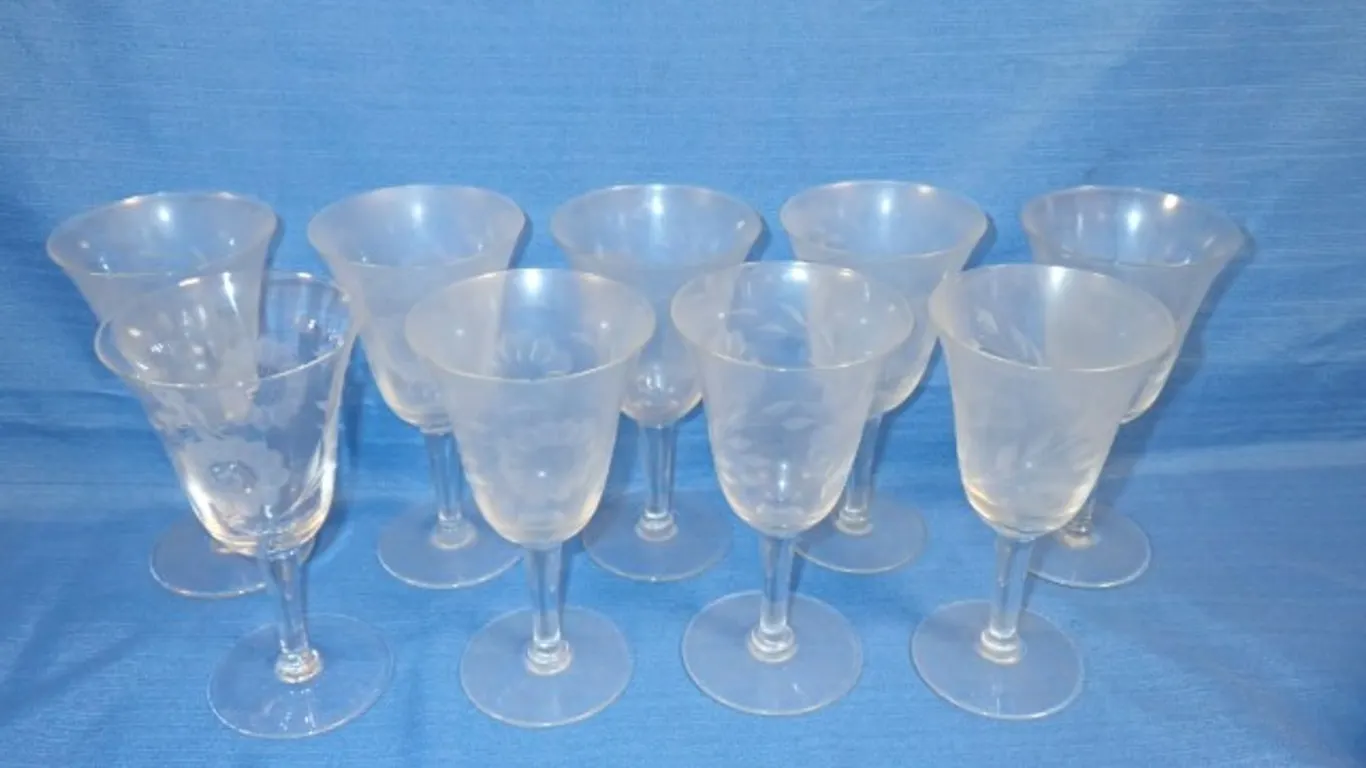 Etched Floral Stemware