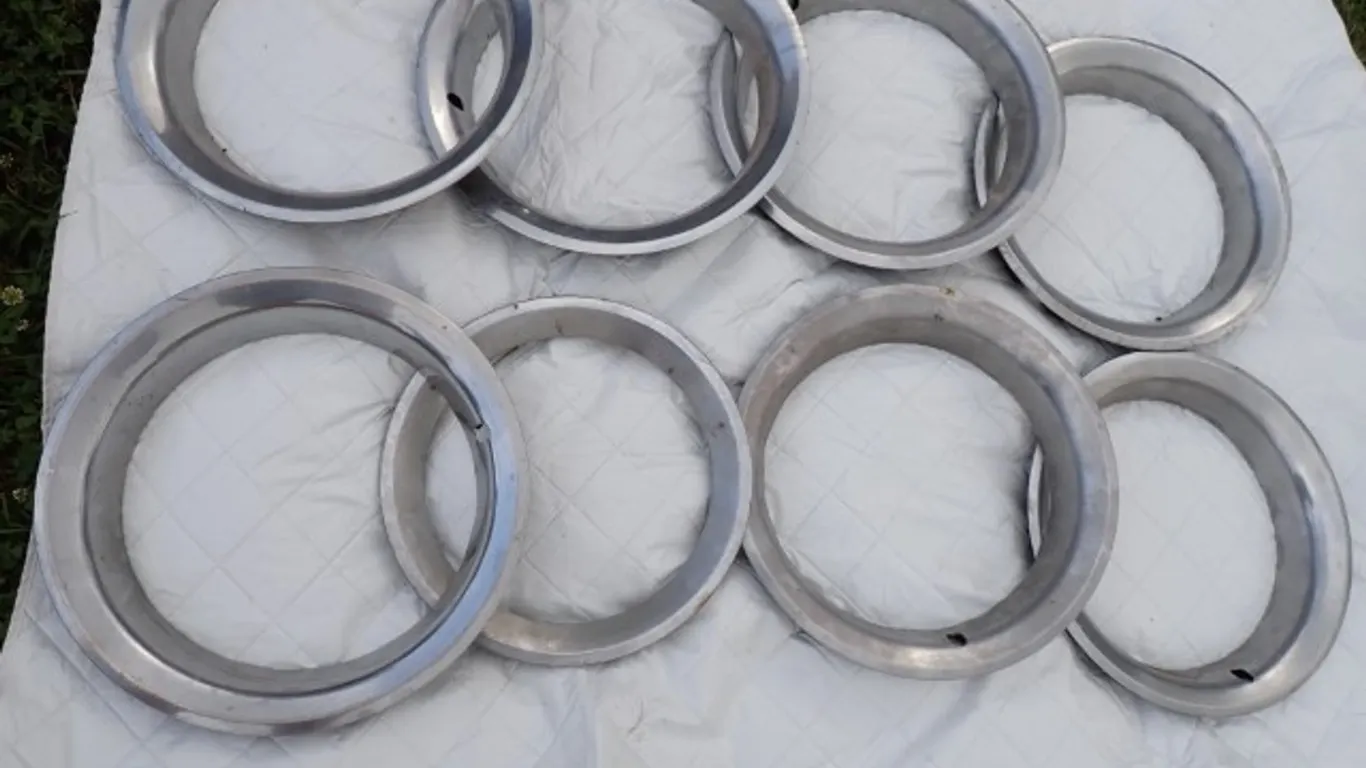 Set of 8 Vintage Metal Wheel Trim Rings