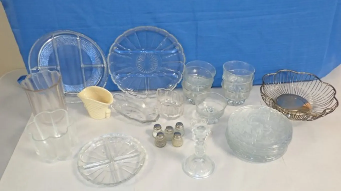 Assorted Clear Pressed Glass Serving Pieces