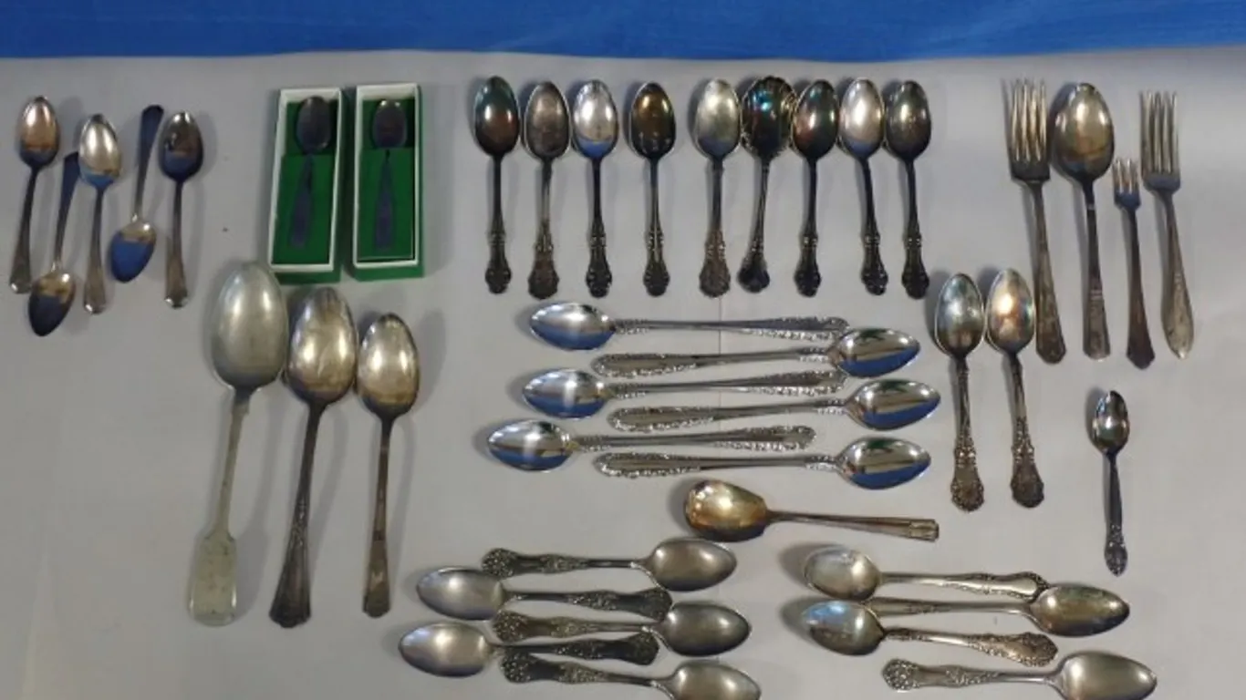 Assorted Silverplate Flatware and 1974 Christmas Spoons