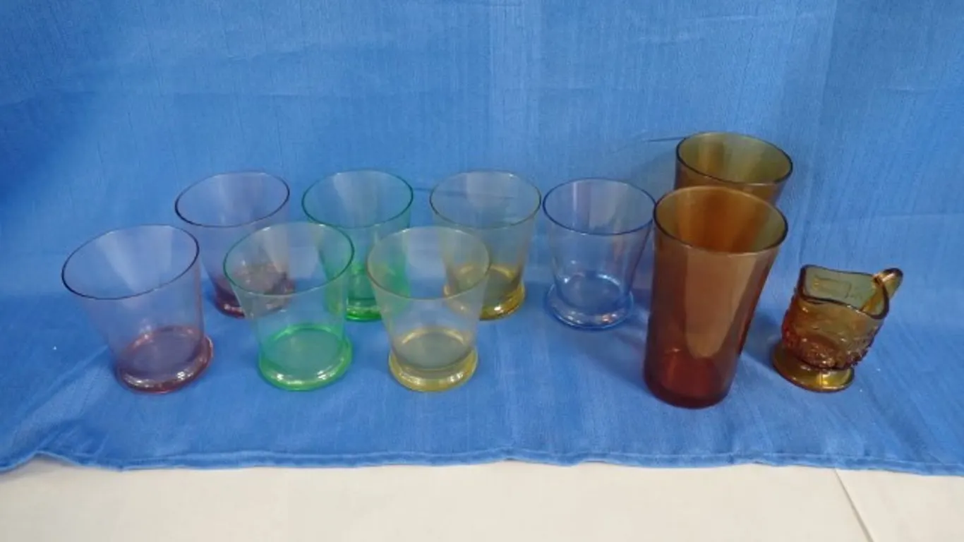 Multicolored Glasses & Amber Creamer