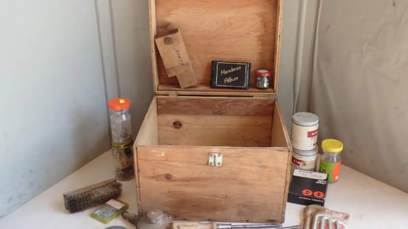 Wooden Box With Contents