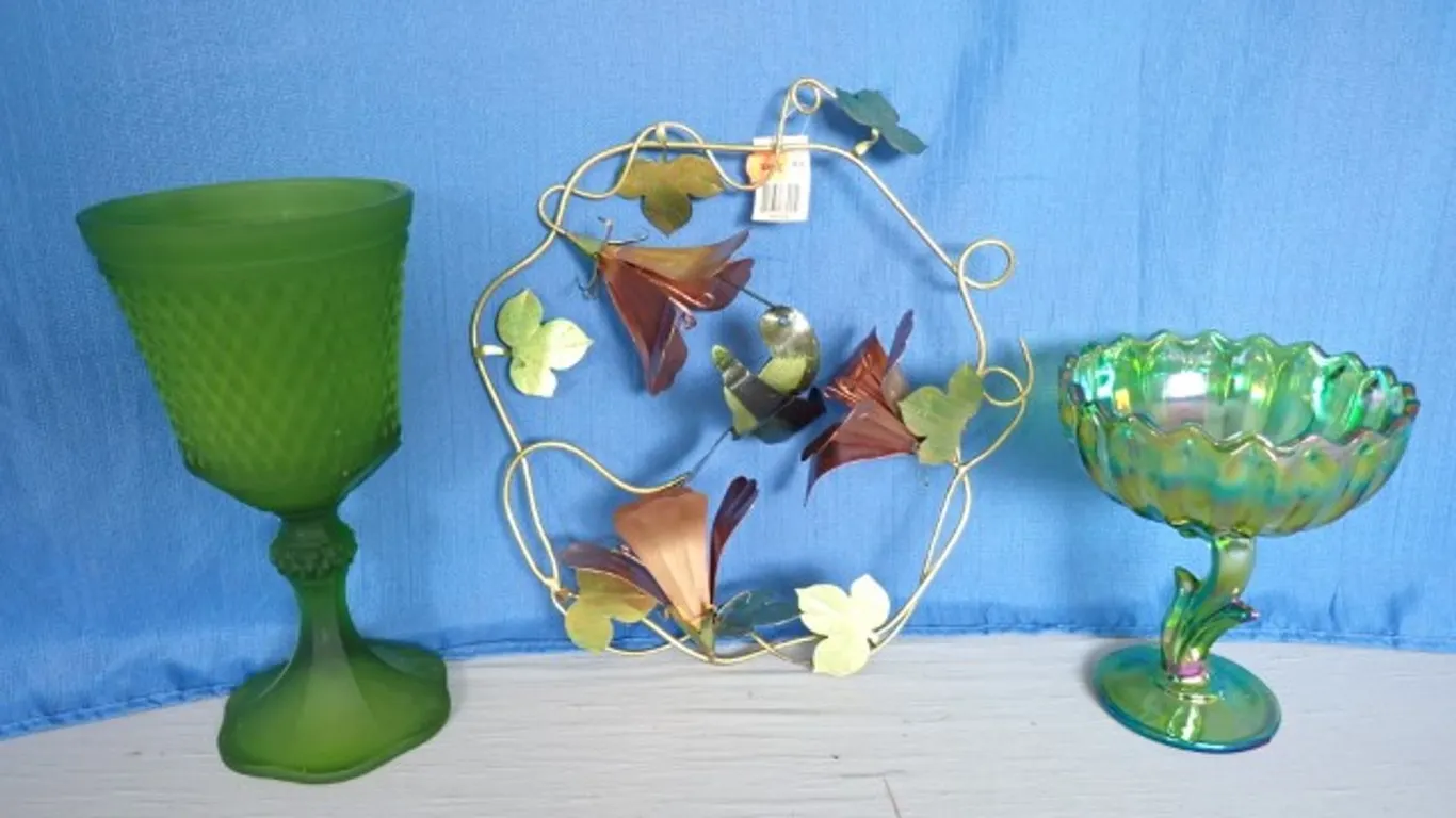 Green Glassware & Metal Decoration