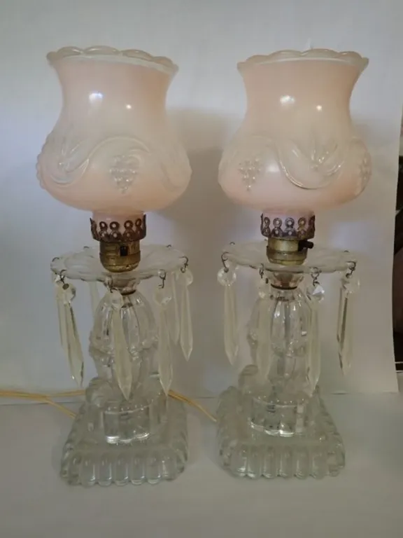 Antique Hurricane-Stye Boudoir Lamps