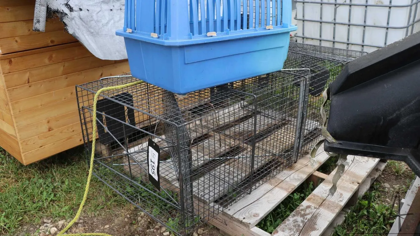 Live animal trap 25" H X 17" W X 57" D plus a small animal carrier