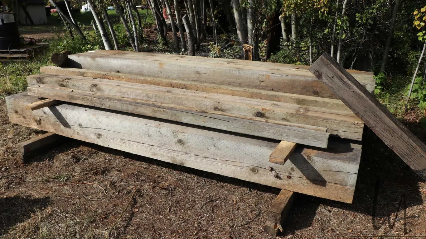 Six large treated timbers, 12" x 12" x 144" plus two that have been compromised