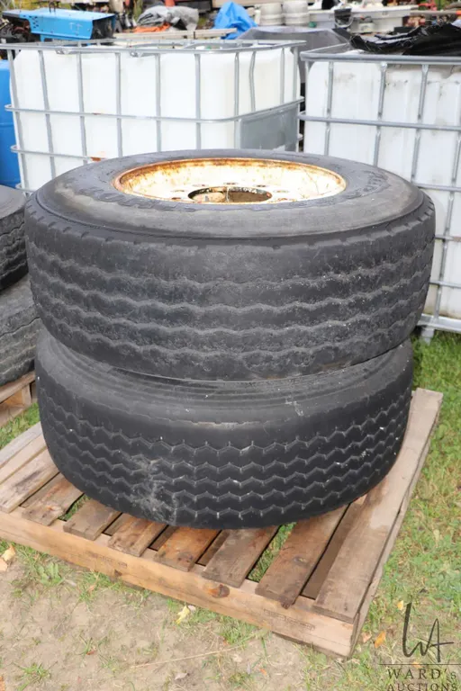 Pair of 22.5" rims, note: tires worn