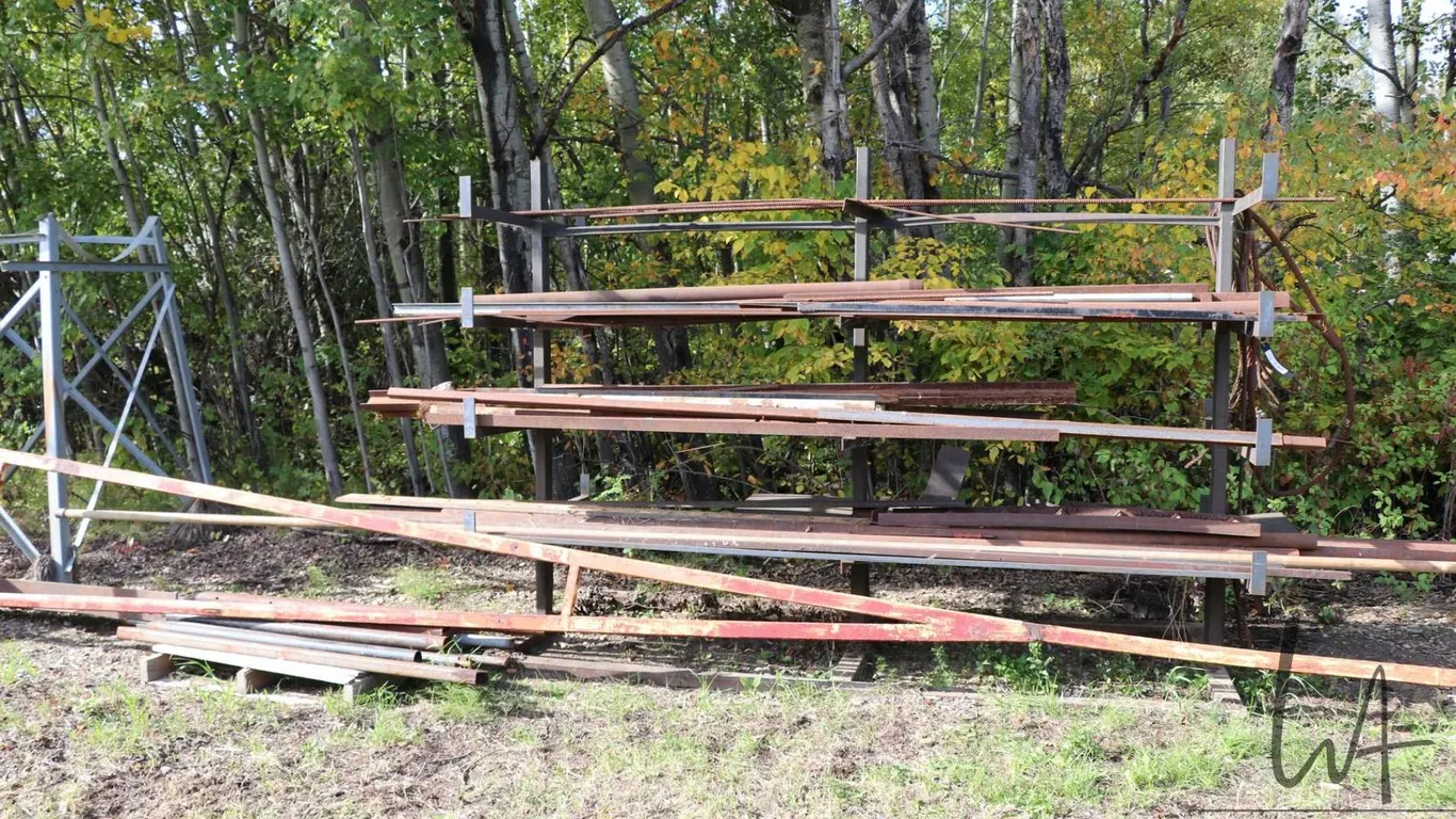 Metal storage rack and contents of source material