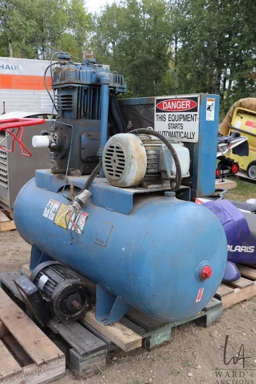 230/460 three phase twin cylinder air compressor, includes extra motor, not tested