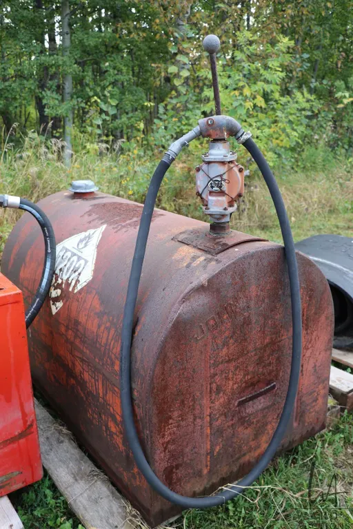 John Wood fuel tank 30" H X 29" W X 29" D Fitted with manual pump, not tested