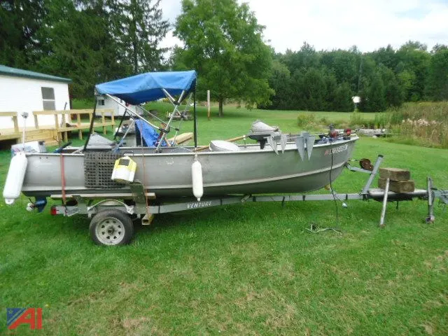 1961 Grumann 14 Aluminum Fishing Boat with Trailer