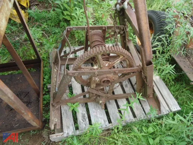 Vintage Wrecker Hoist and Work Cart