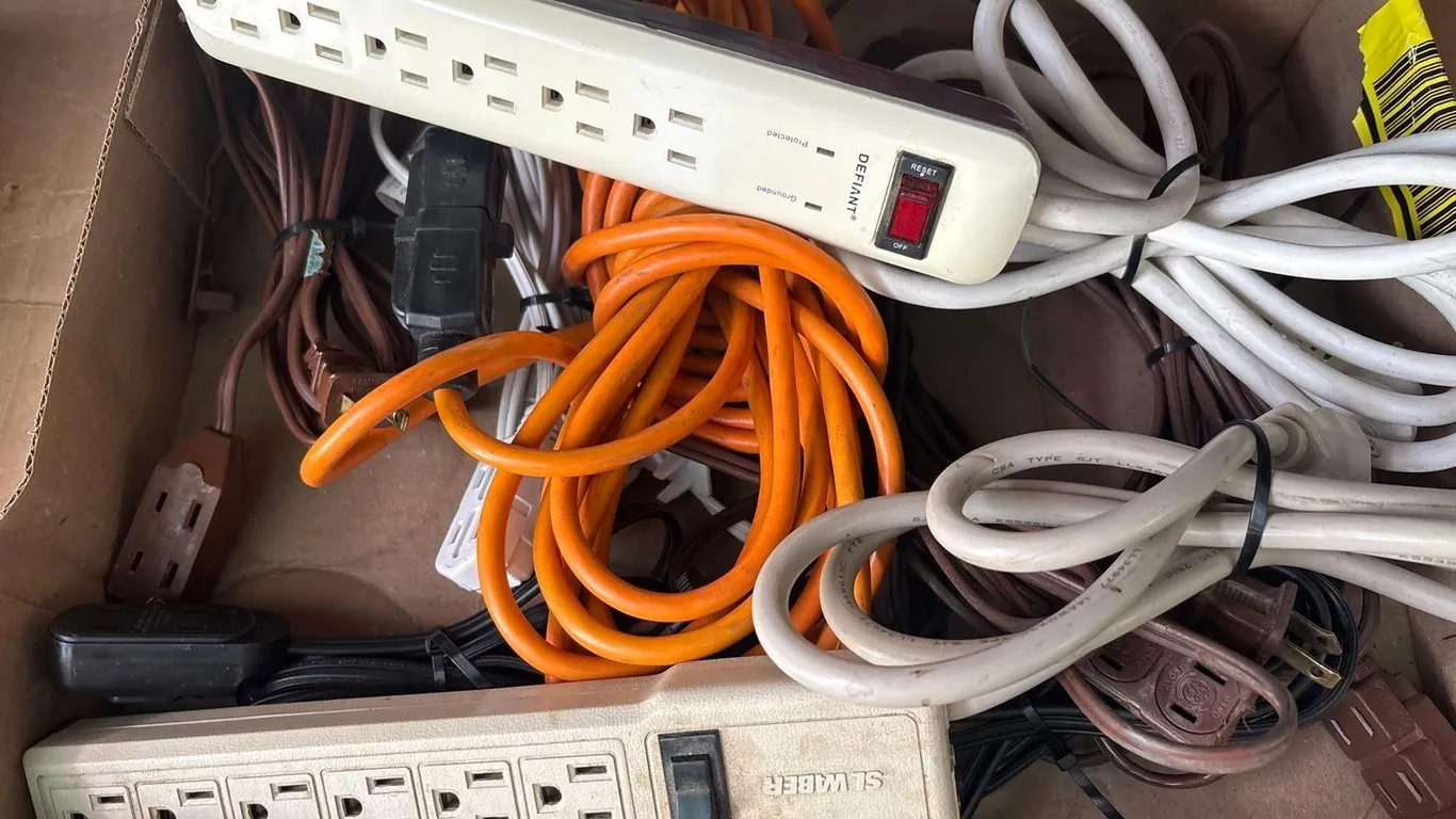 LOT OF POWER STRIPS AND EXTENSION CORDS