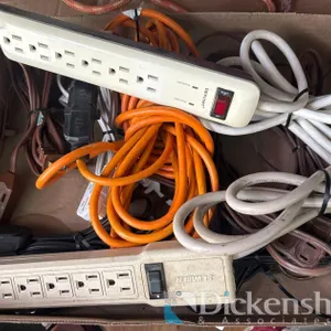 LOT OF POWER STRIPS AND EXTENSION CORDS