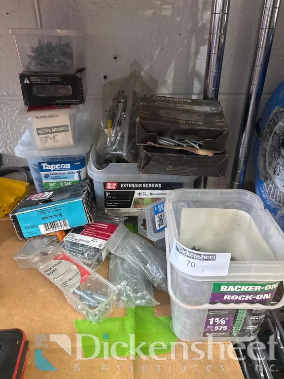 VARIETY OF SCREWS, NAILS AND HARDWARE