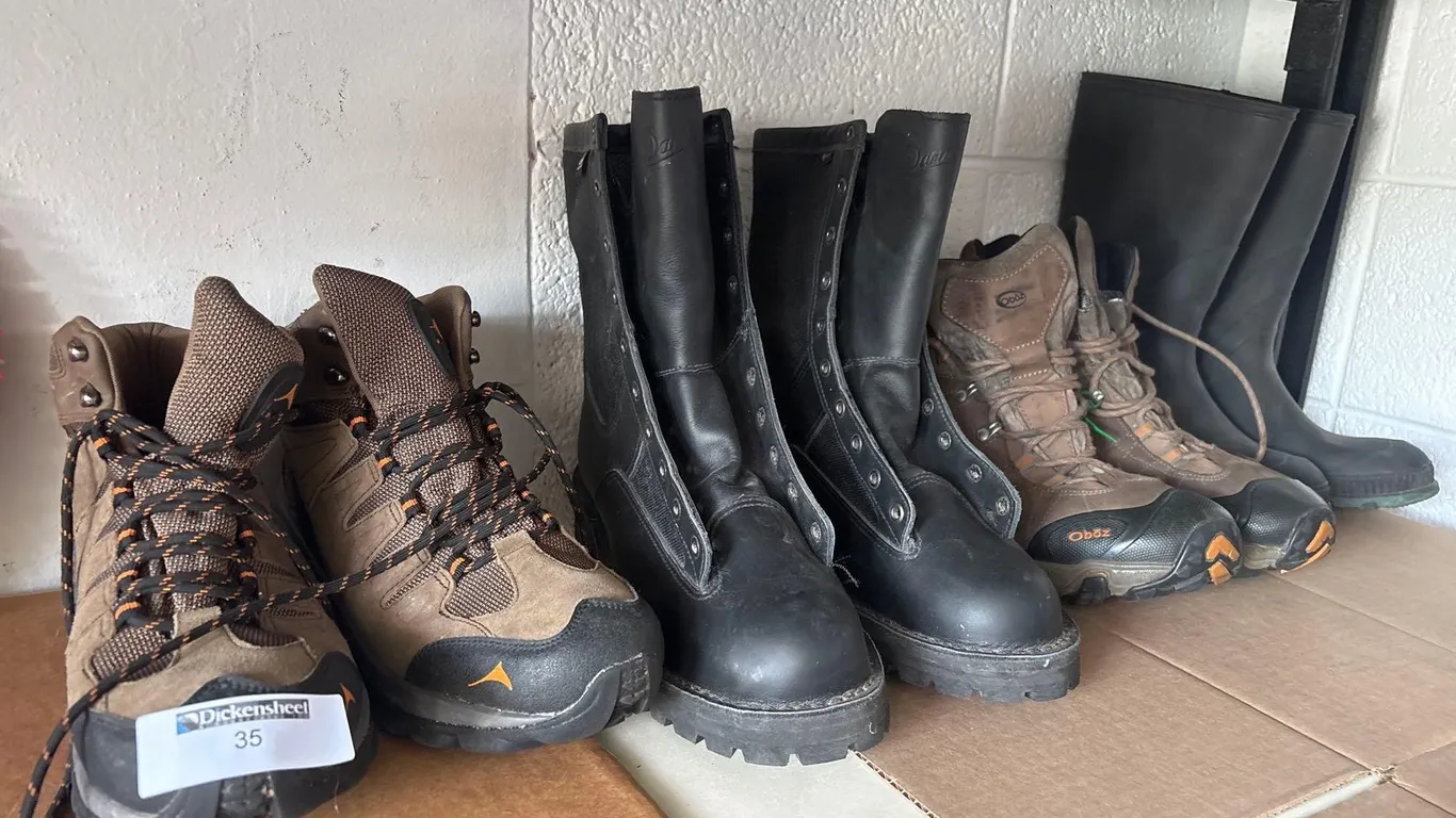 LOT OF BOOTS AND HIKING BOOTS