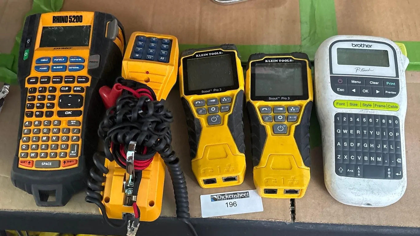 RHINO LABEL MAKER, LINEMAN’S BUTT SET, KLEIN TOOLS SCOUT 3