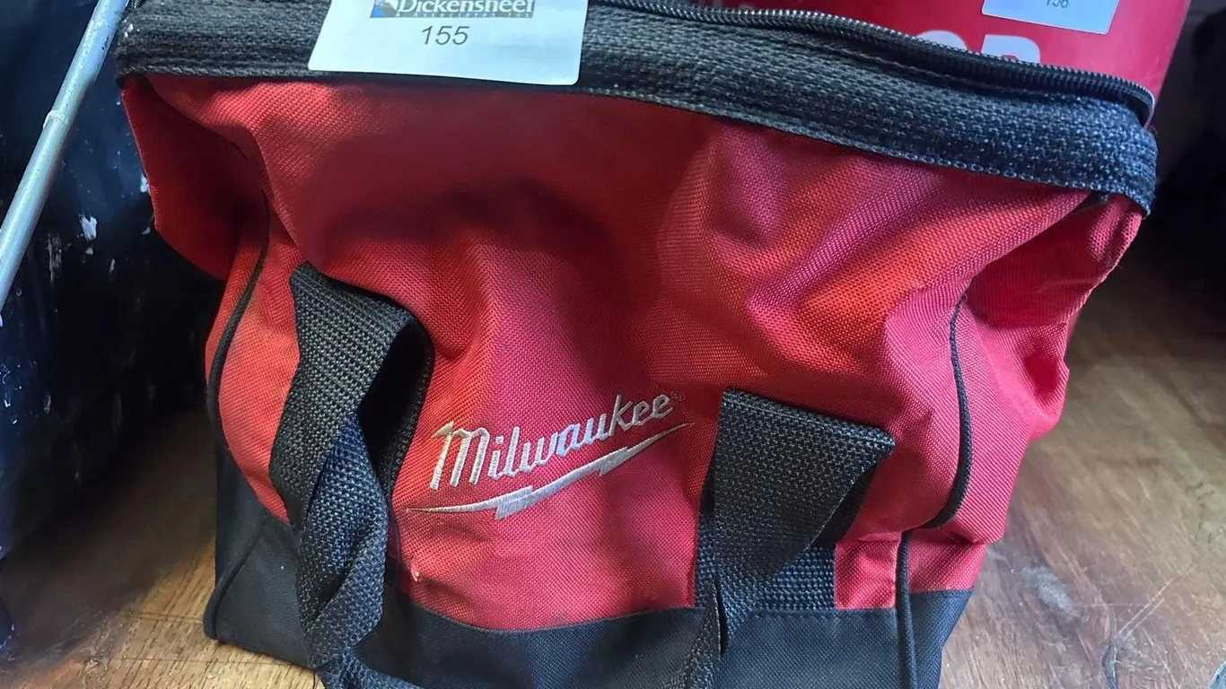 MILWAUKEE TOOL BAG WITH WRENCHES, CUTTERS, SCREWDRIVERS