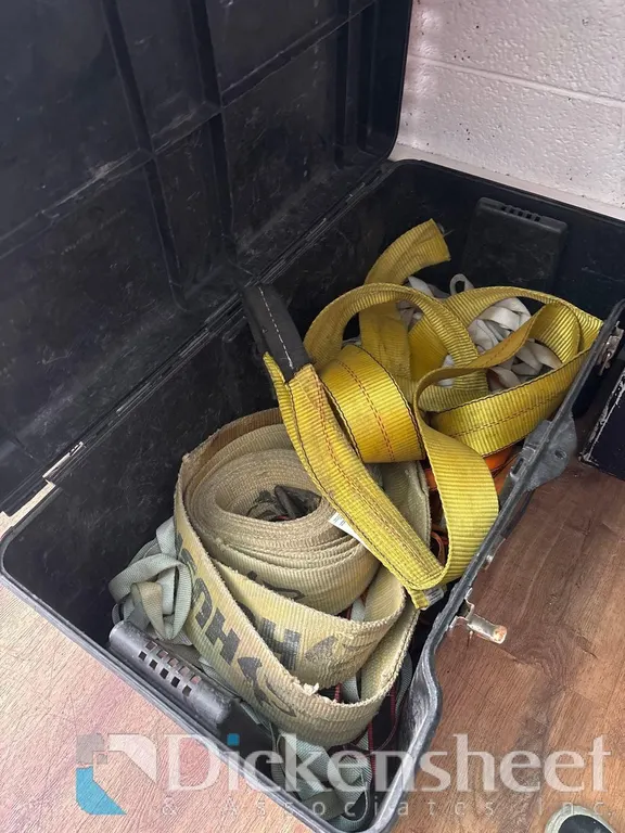 BLACK PLASTIC STORAGE CONTAINER AND HEAVY DUTY STRAPS