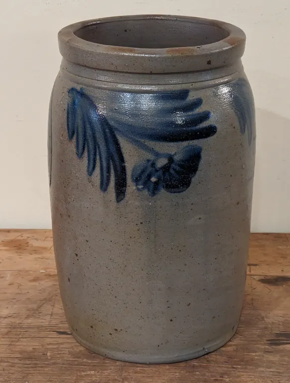 2 GAL SALT GLAZE COBALT BLUE DECORATED STORAGE CROCK (BALTIMORE MD)